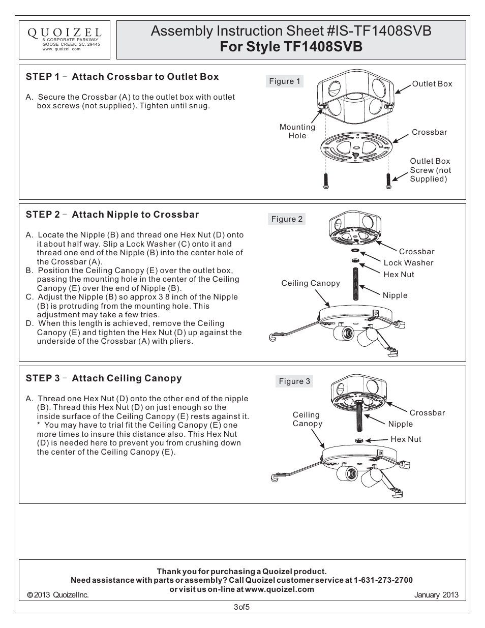 Quoizel TF1408SVB Tiffany User Manual | Page 3 / 5