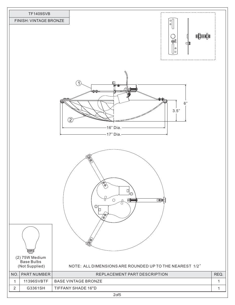 Quoizel TF1409SVB Tiffany User Manual | Page 2 / 5