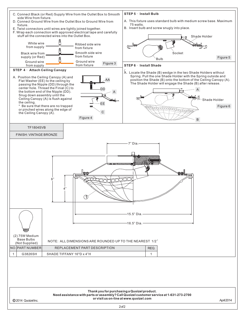 Quoizel TF1804SVB Tiffany User Manual | Page 2 / 2