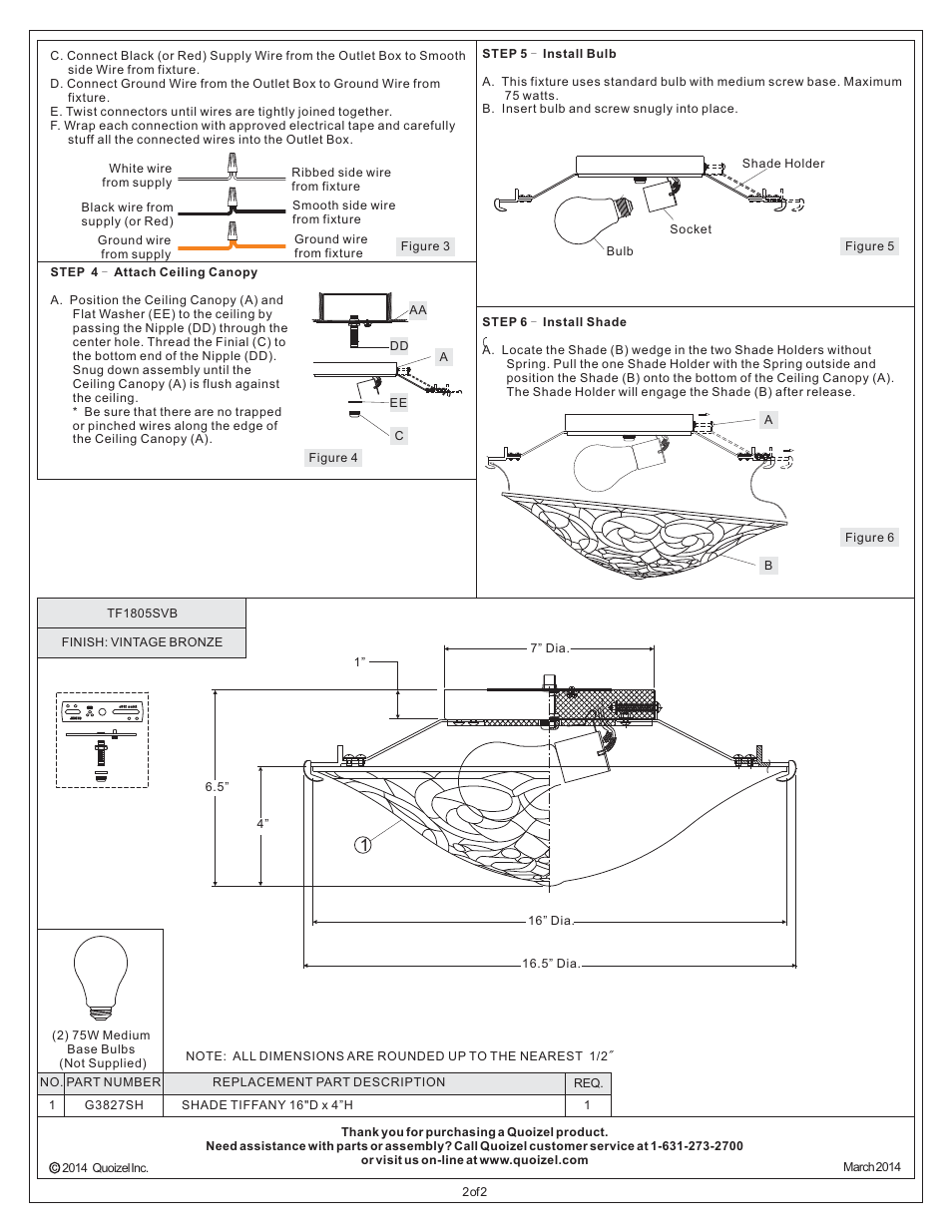 Quoizel TF1805SVB Tiffany User Manual | Page 2 / 2