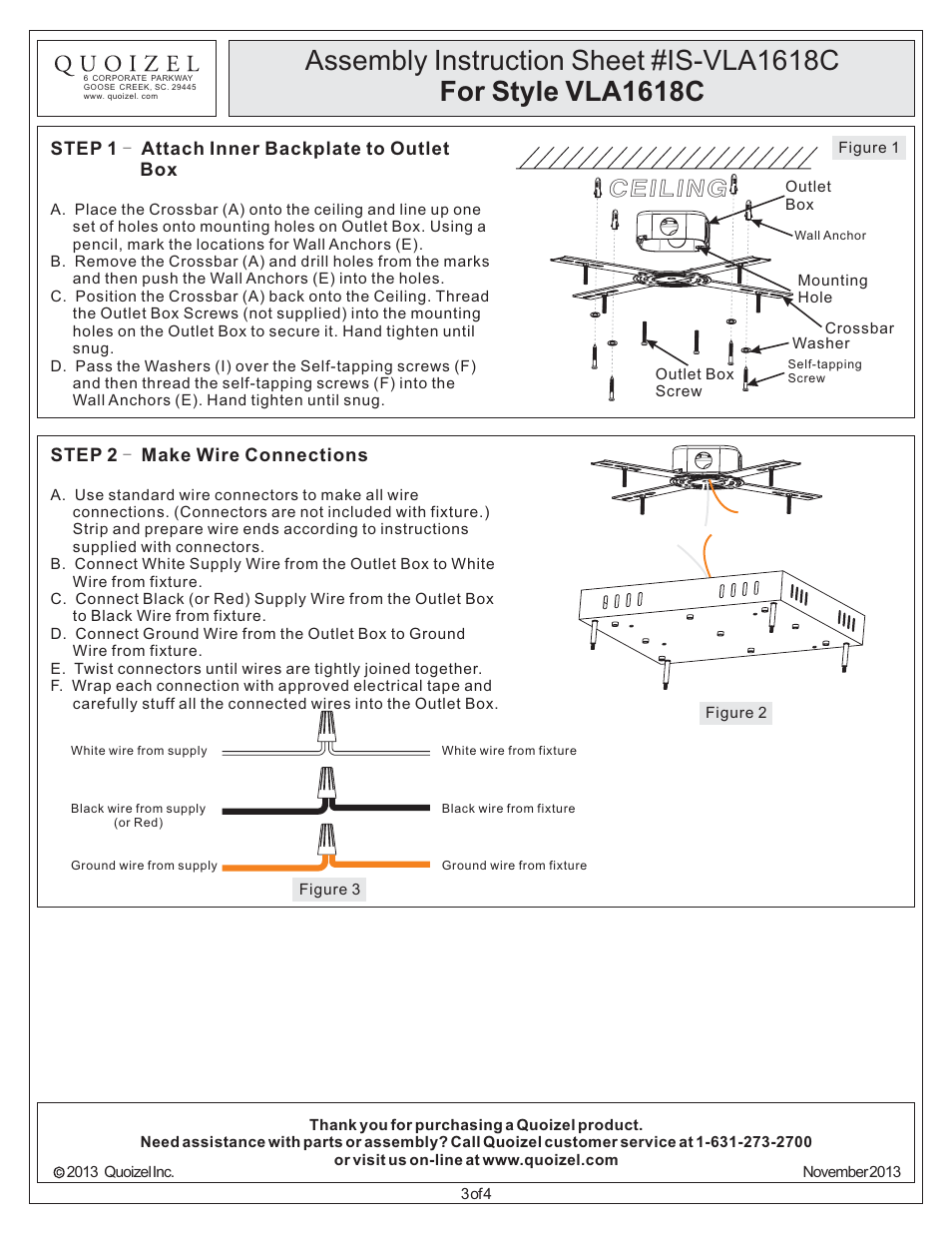 Ceiling | Quoizel VLA1618C Valla User Manual | Page 3 / 4