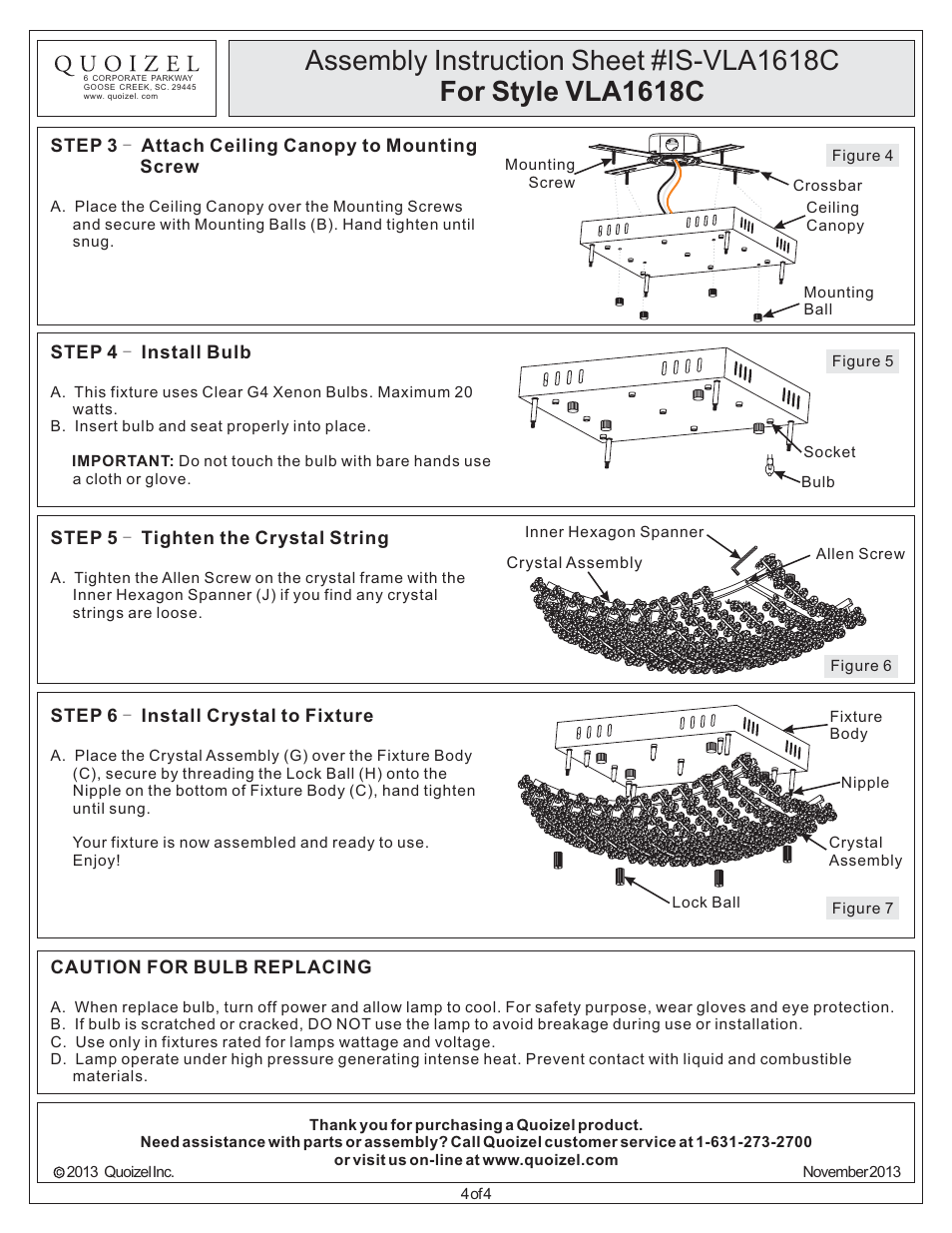 Quoizel VLA1618C Valla User Manual | Page 4 / 4