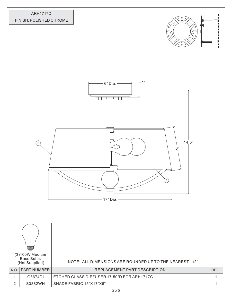 Quoizel ARH1717C Aldrich User Manual | Page 2 / 5