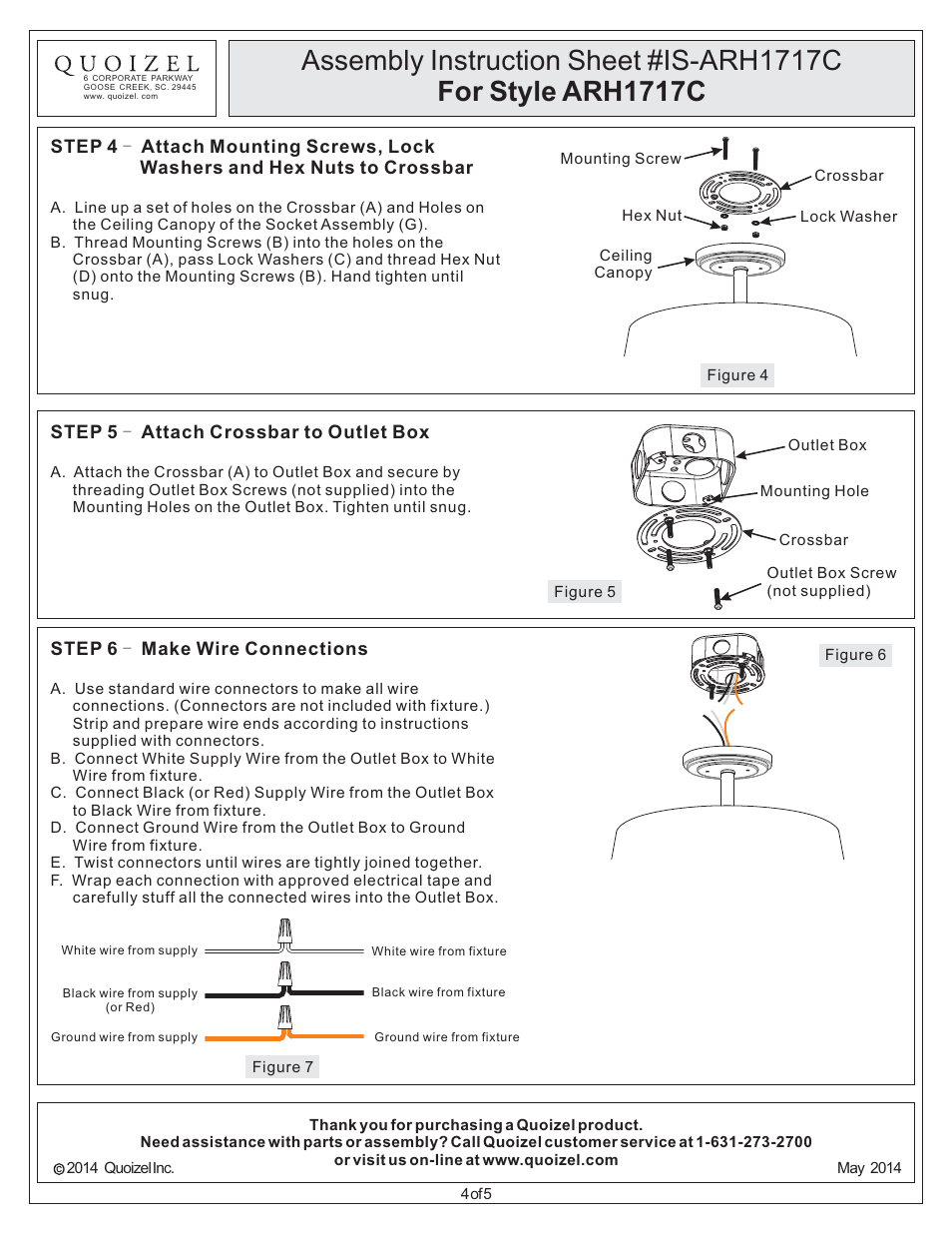 Quoizel ARH1717C Aldrich User Manual | Page 4 / 5