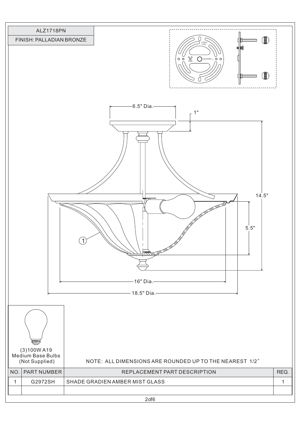 Quoizel ALZ1718PN Aliza User Manual | Page 2 / 6