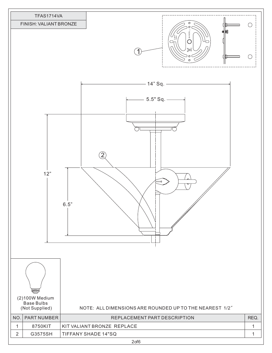 Quoizel TFAS1714VA Asheville User Manual | Page 2 / 6