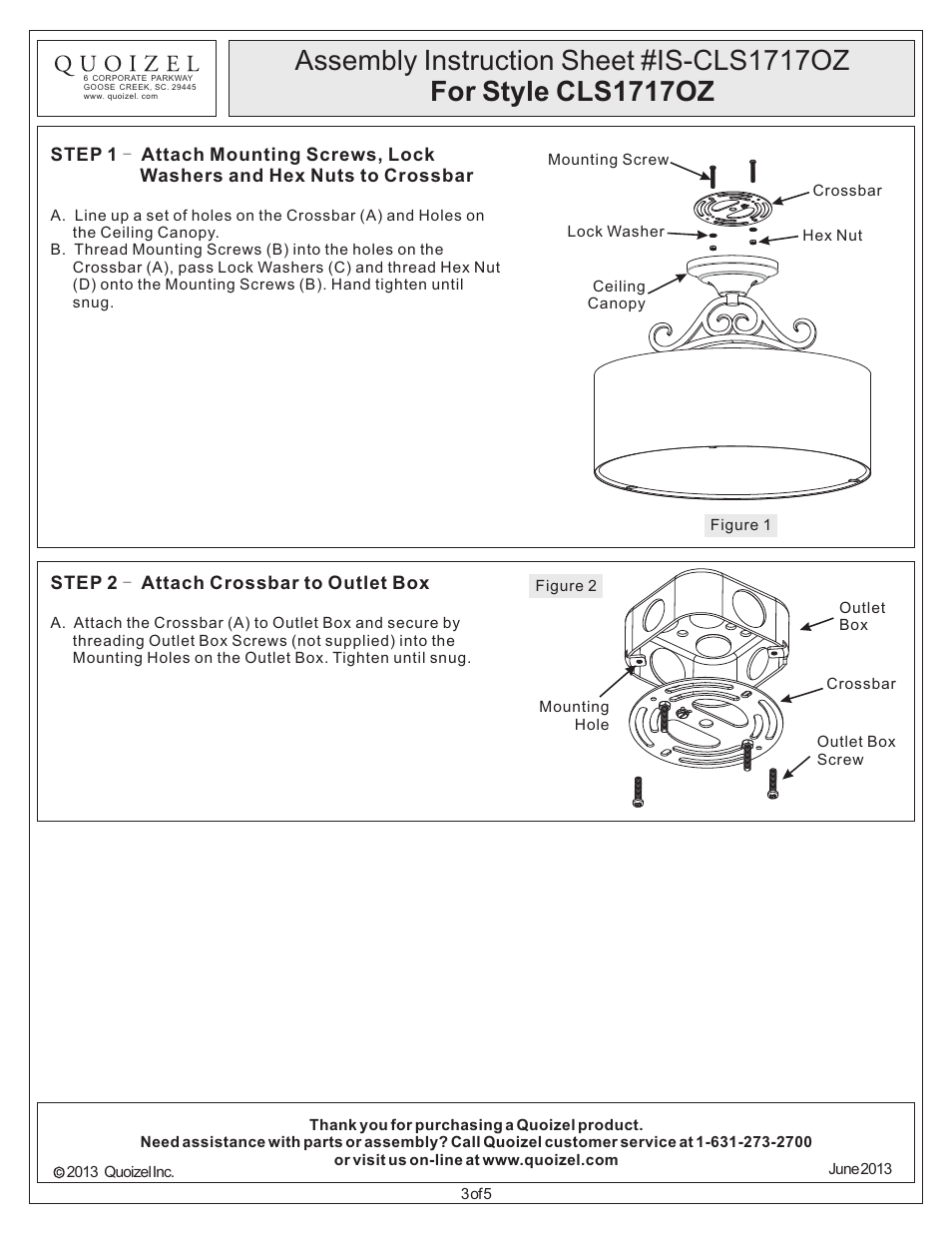 Quoizel CLS1717OZ Carlsbad User Manual | Page 3 / 5