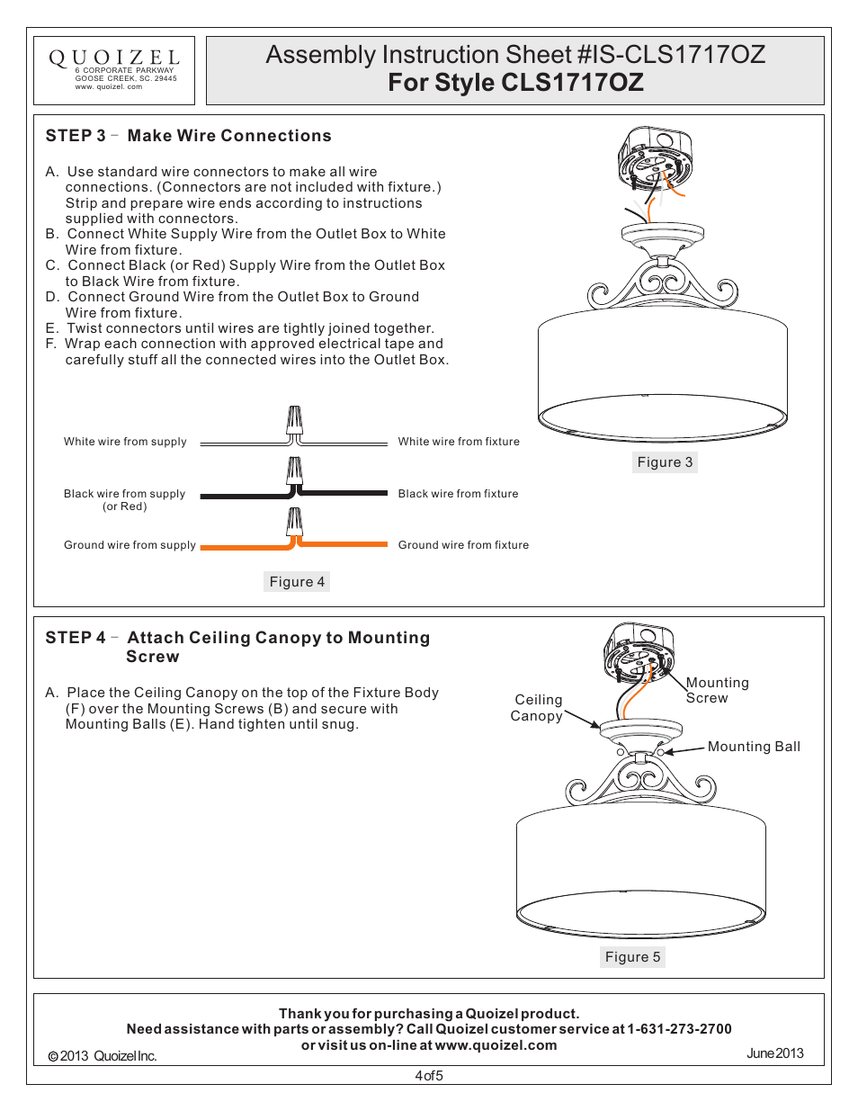 Quoizel CLS1717OZ Carlsbad User Manual | Page 4 / 5