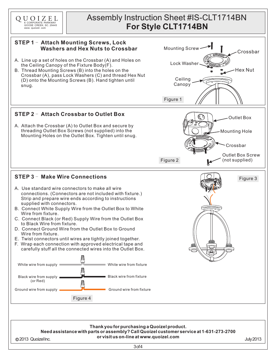 Quoizel CLT1714BN Celestial User Manual | Page 3 / 4