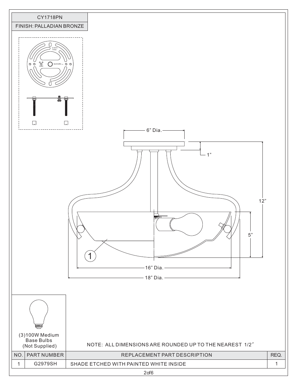Quoizel CY1718PN Chantilly User Manual | Page 2 / 6