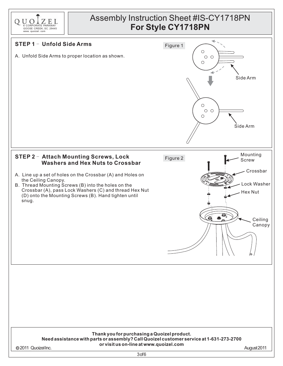 Quoizel CY1718PN Chantilly User Manual | Page 3 / 6