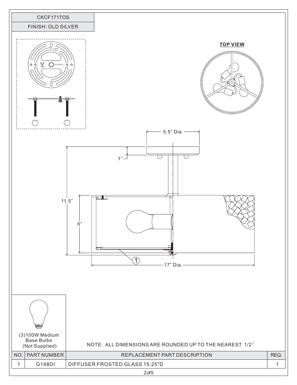 Quoizel CKCF1717OS Confetti User Manual | Page 2 / 5