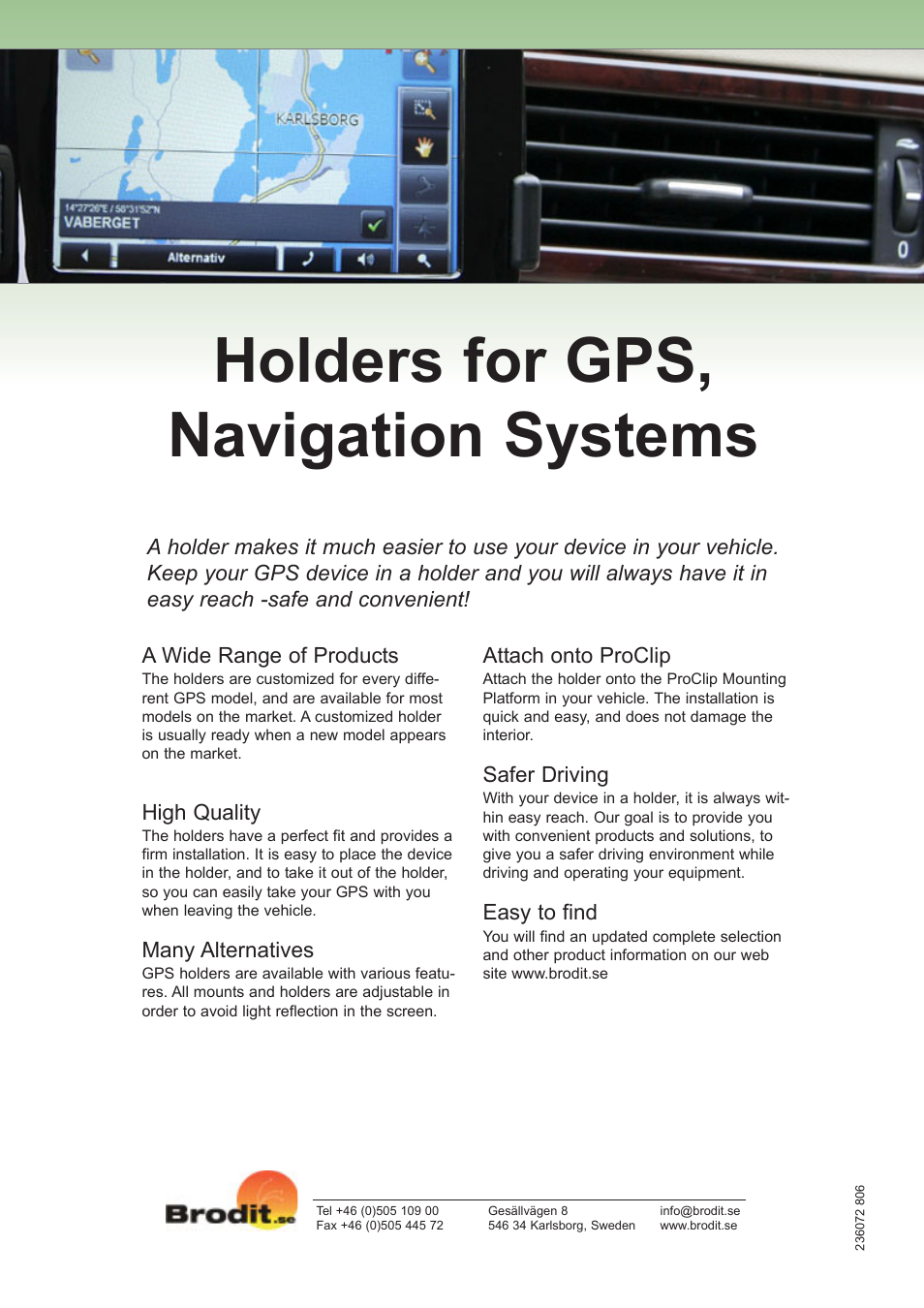 Holders for gps, navigation systems | Brodit GPS Navigation System User Manual | Page 4 / 4
