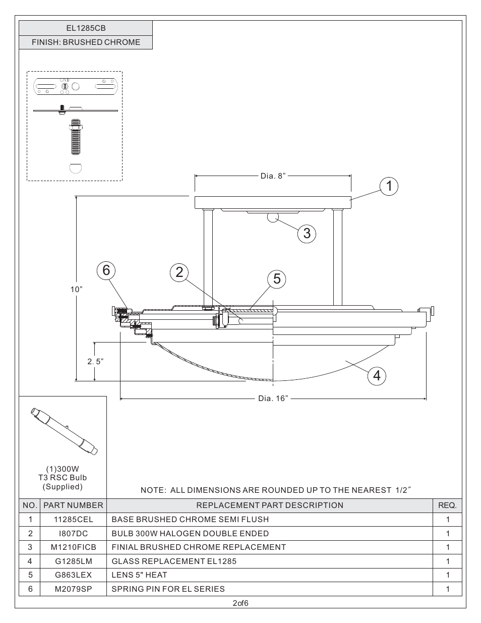 Quoizel EL1285CB Electra User Manual | Page 2 / 6