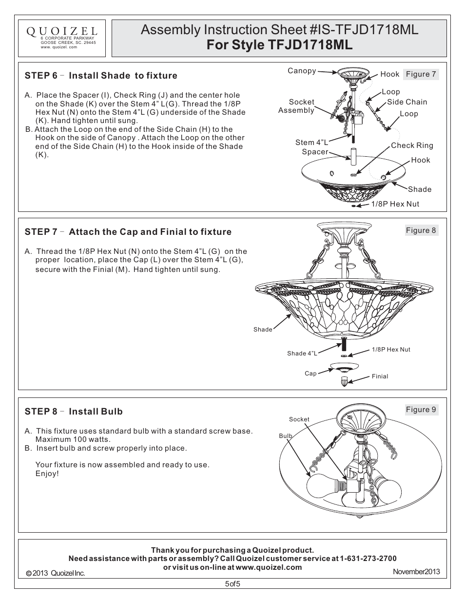 Quoizel TFJD1718ML Jewel Dragonfly User Manual | Page 5 / 5