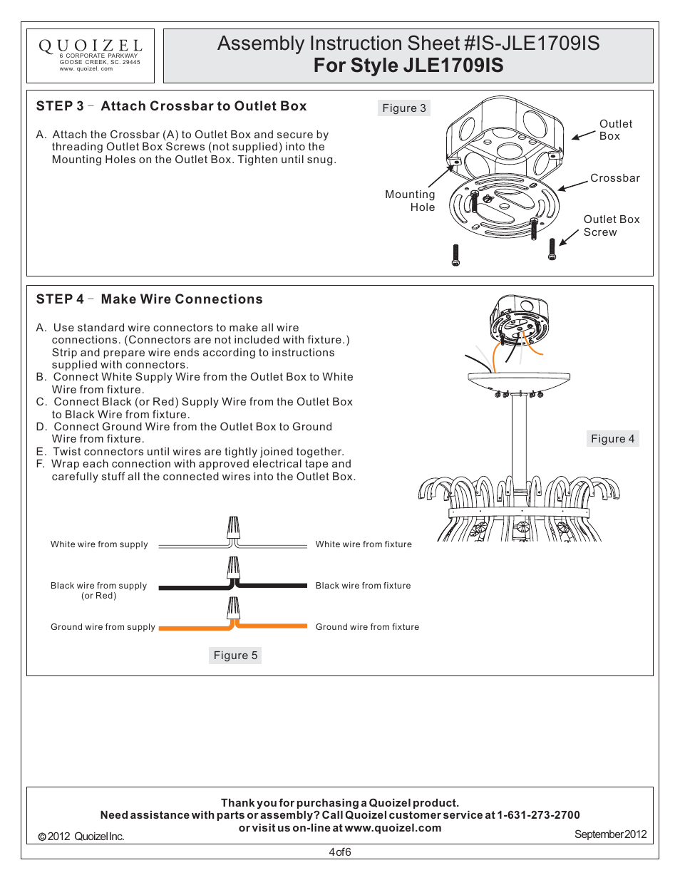 Quoizel JLE1709IS Jolene User Manual | Page 4 / 6