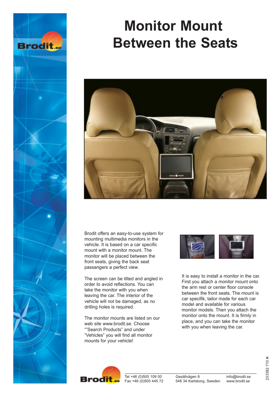 Brodit Monitor Mount User Manual | 1 page