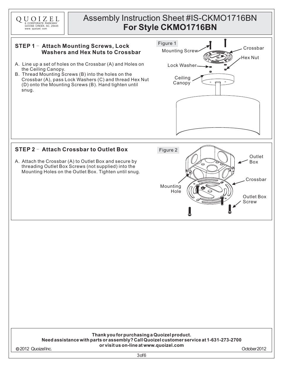 Quoizel CKMO1716BN Metro User Manual | Page 3 / 6