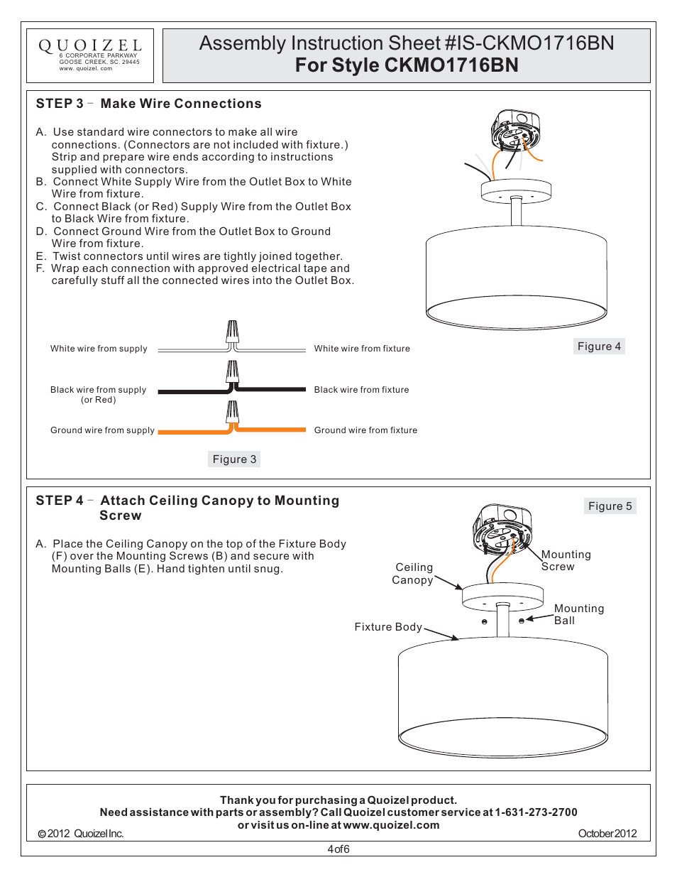 Quoizel CKMO1716BN Metro User Manual | Page 4 / 6