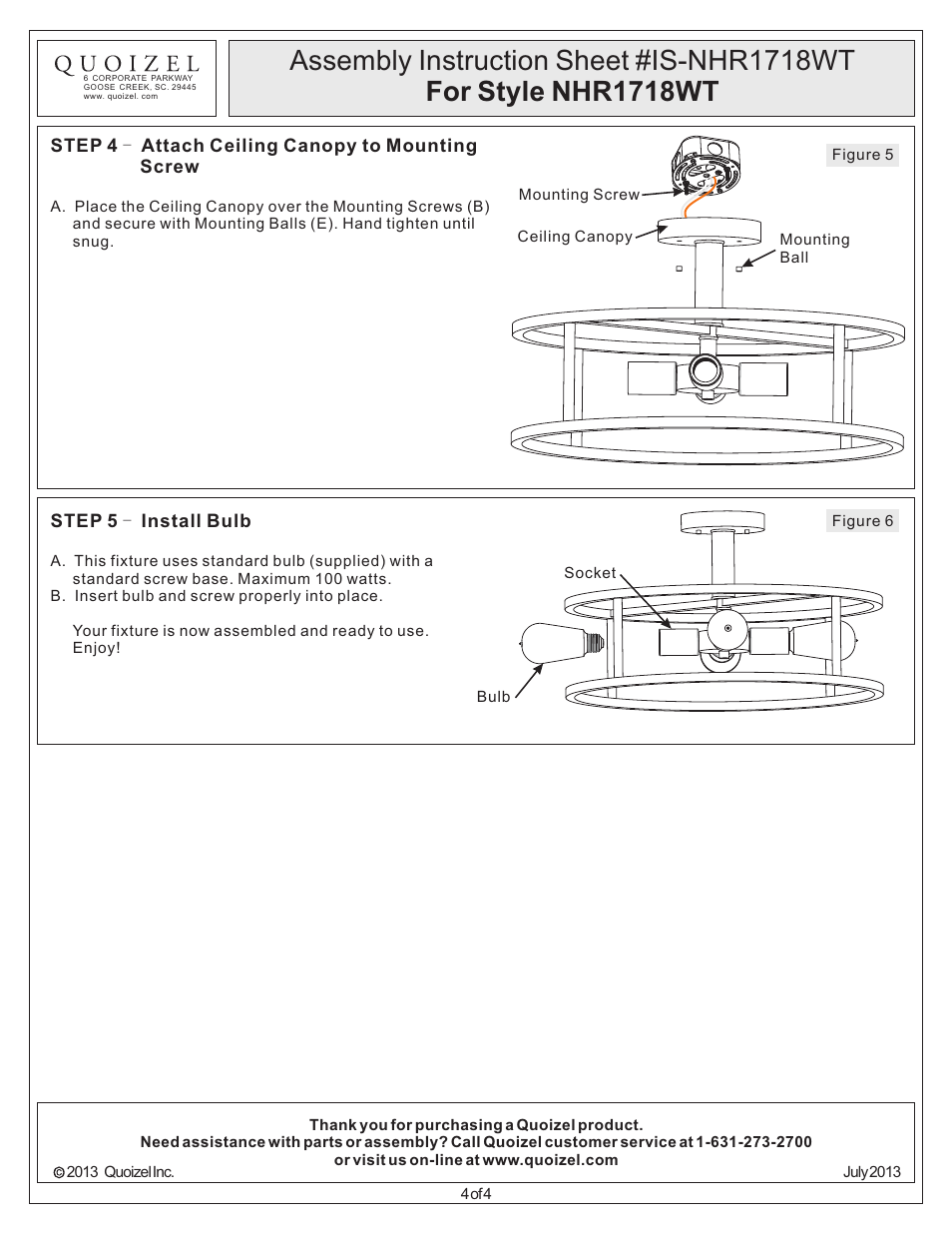 Quoizel NHR1718WT New Harbor User Manual | Page 4 / 4