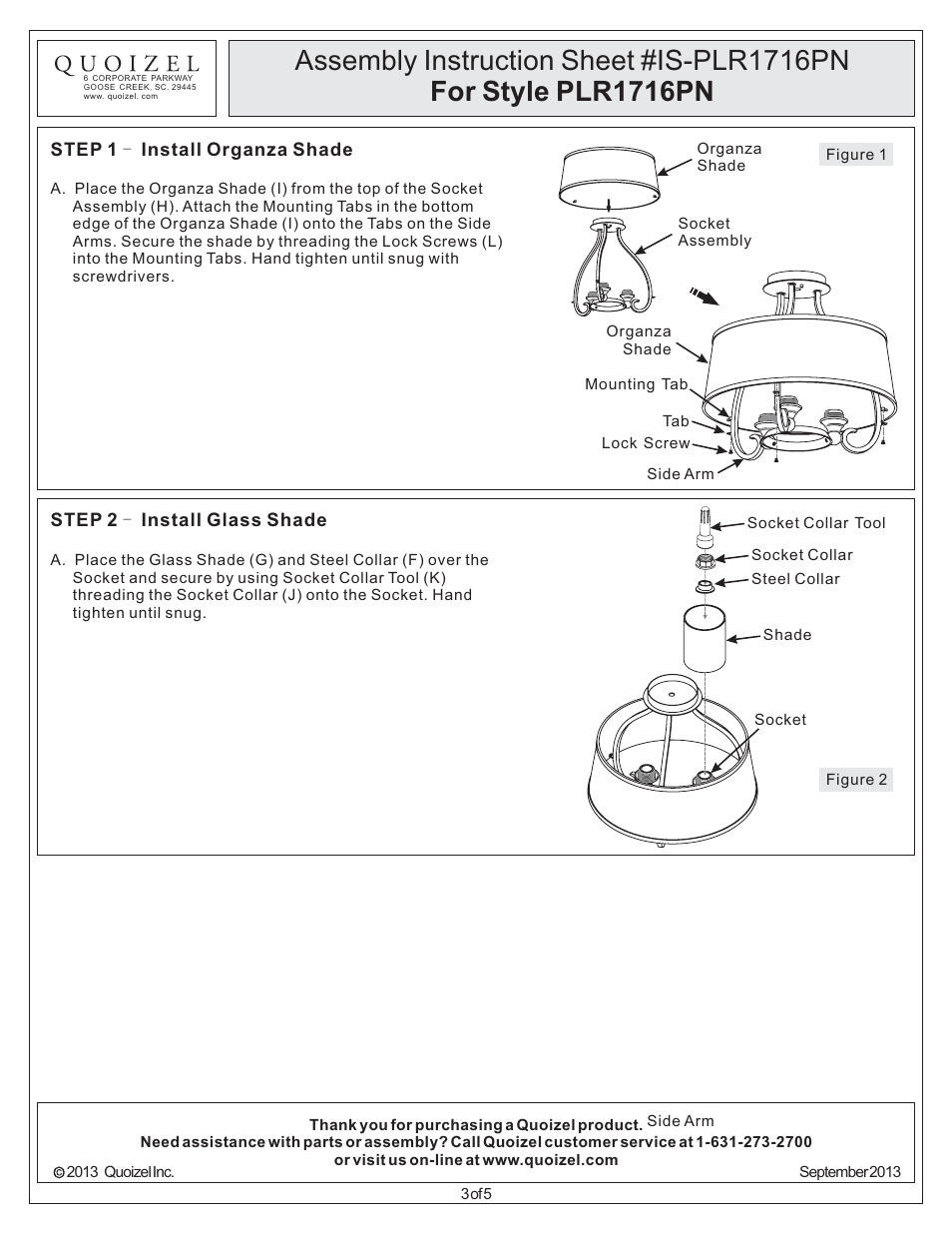 Quoizel PLR1716PN Palmer User Manual | Page 3 / 5