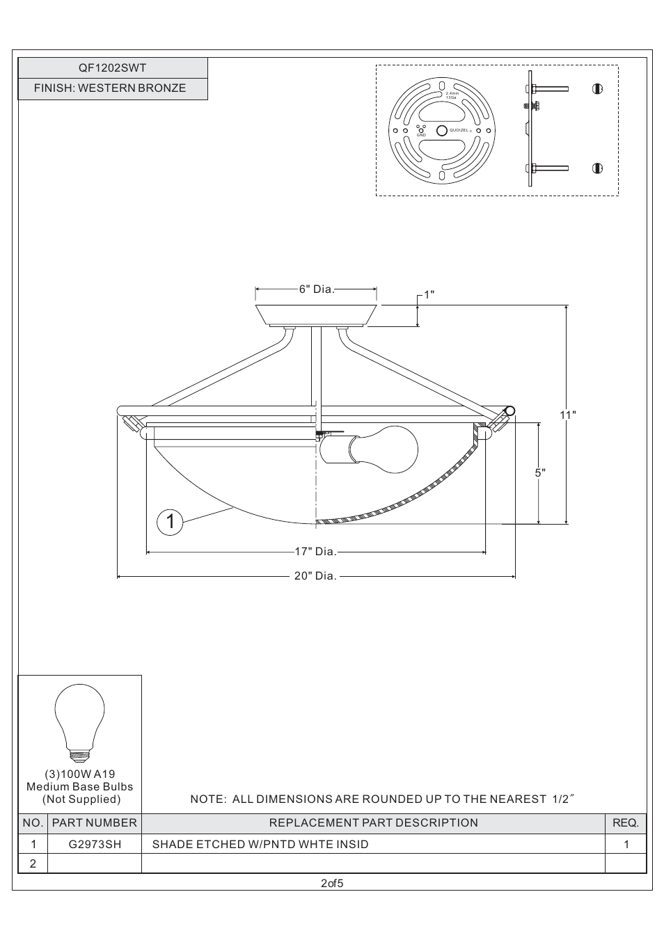 Quoizel QF1202SWT Quoizel Fixture User Manual | Page 2 / 5