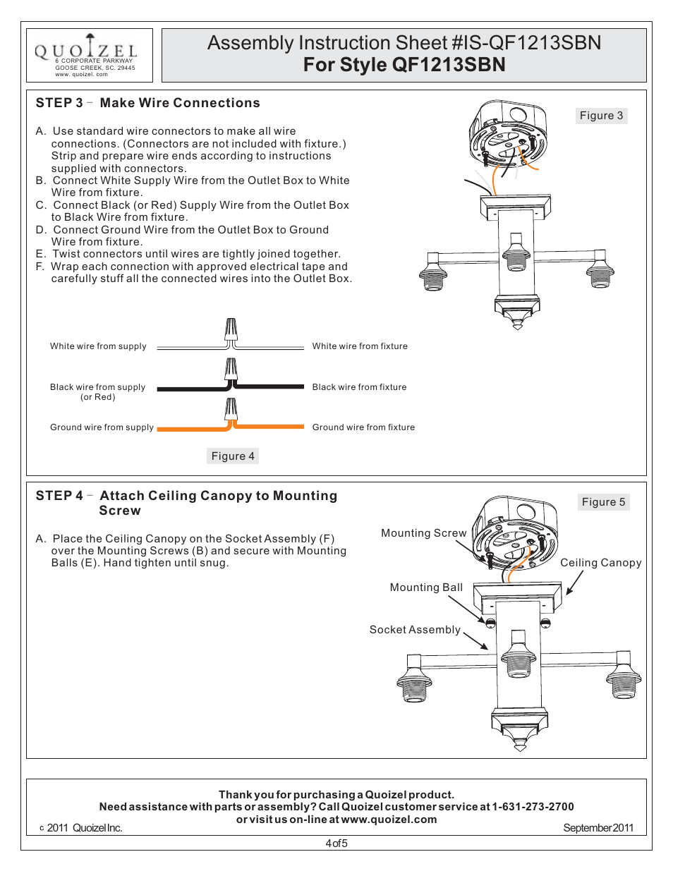 Quoizel QF1213SBN Quoizel Fixture User Manual | Page 4 / 5