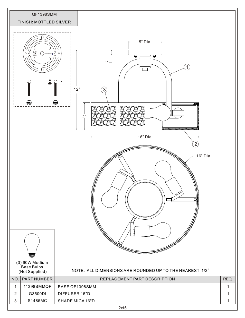 Quoizel QF1398SMM Quoizel Fixture User Manual | Page 2 / 5