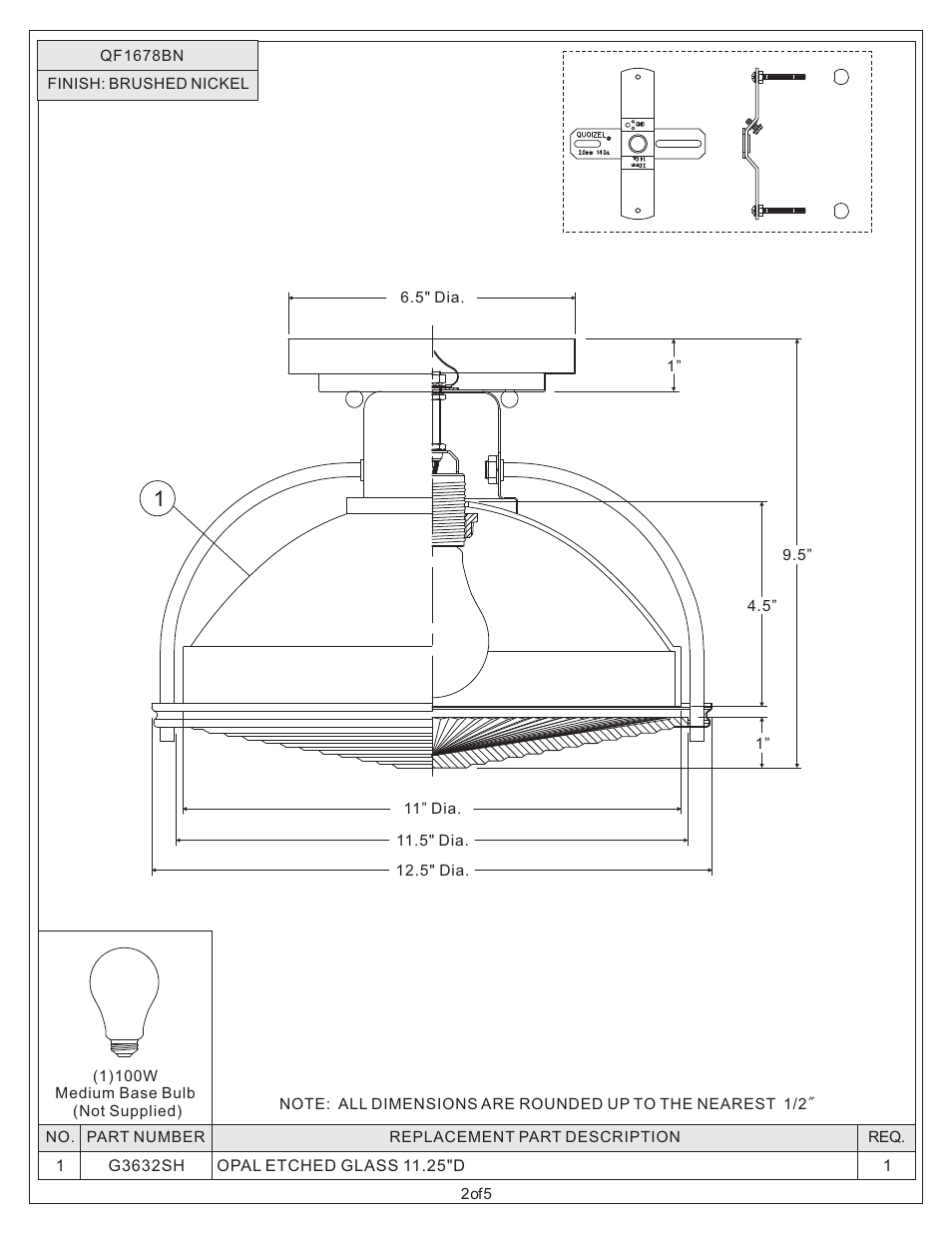 Quoizel QF1678BN Quoizel Fixture User Manual | Page 2 / 5