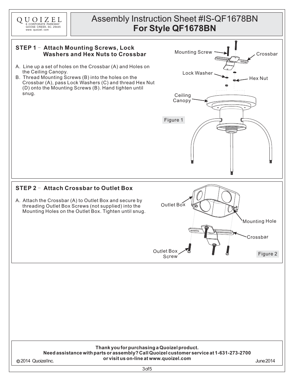 Quoizel QF1678BN Quoizel Fixture User Manual | Page 3 / 5