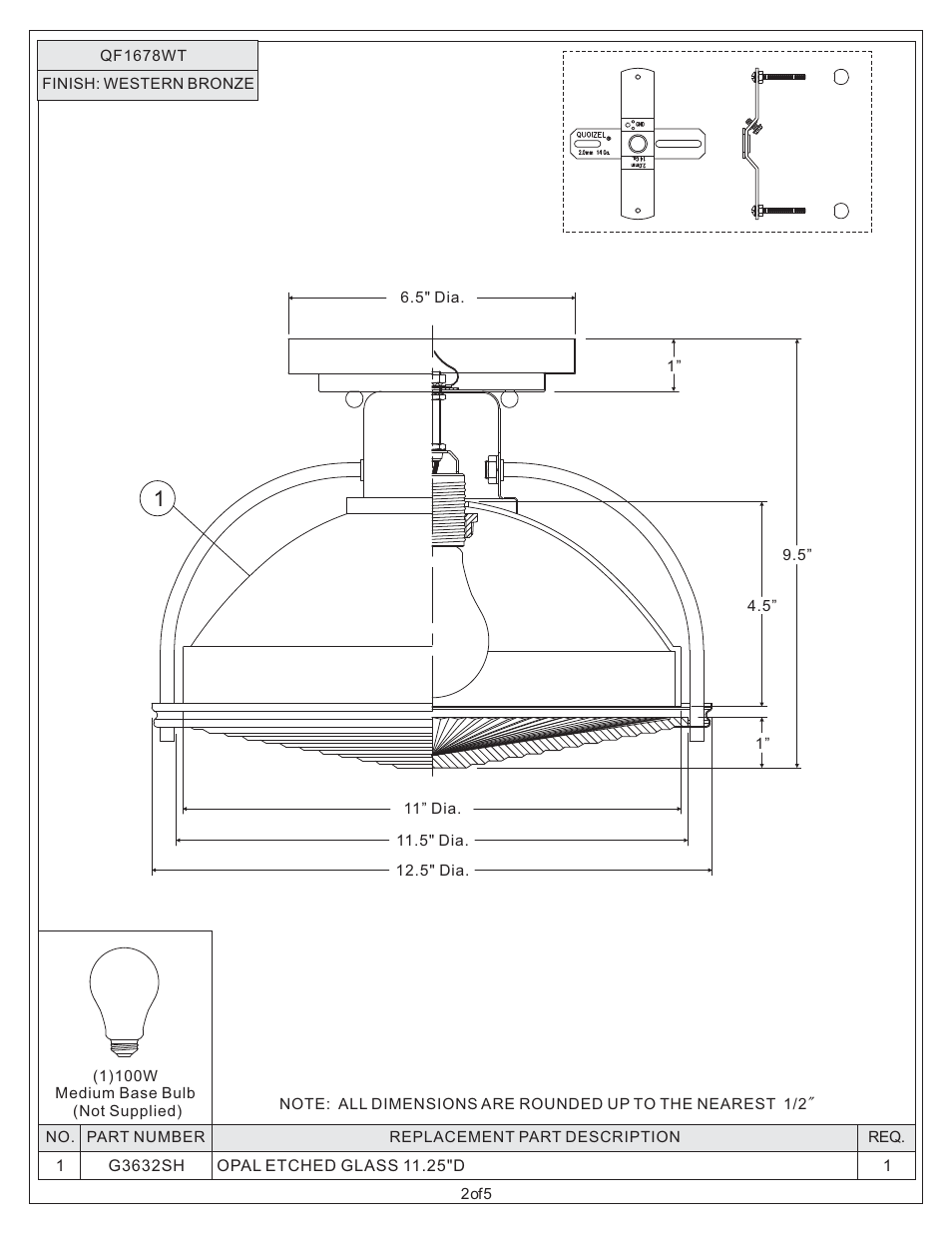 Quoizel QF1678WT Quoizel Fixture User Manual | Page 2 / 5