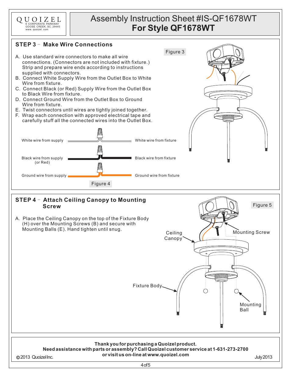 Quoizel QF1678WT Quoizel Fixture User Manual | Page 4 / 5