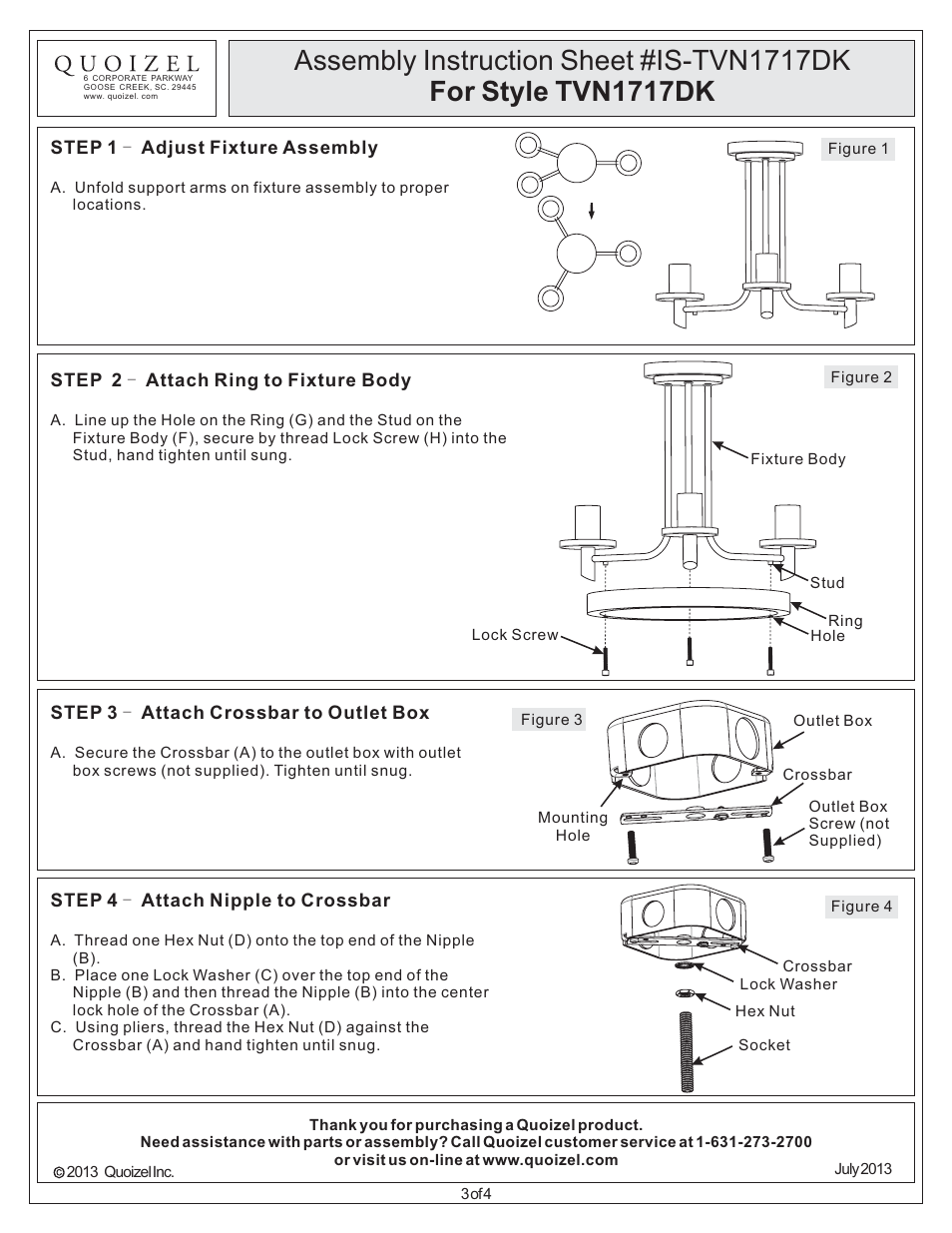 Quoizel TVN1717DK Tavern User Manual | Page 3 / 4