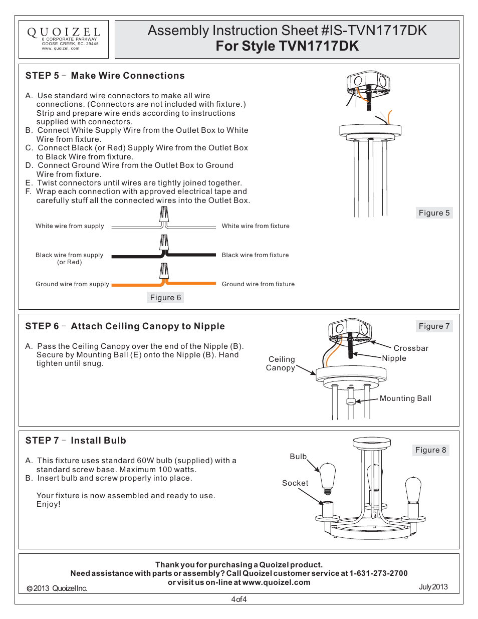 Quoizel TVN1717DK Tavern User Manual | Page 4 / 4