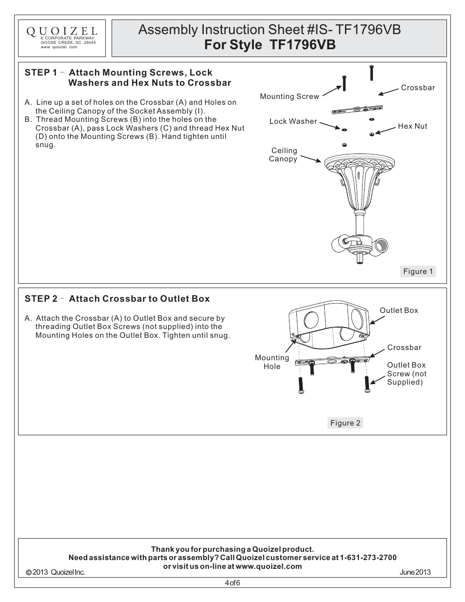 Quoizel TF1796VB Tiffany User Manual | Page 4 / 6