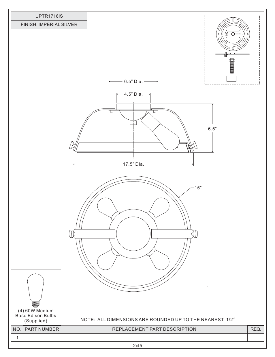 Quoizel UPTR1716IS Uptown Theater Row User Manual | Page 2 / 5