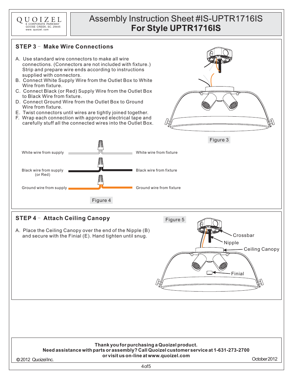 Quoizel UPTR1716IS Uptown Theater Row User Manual | Page 4 / 5