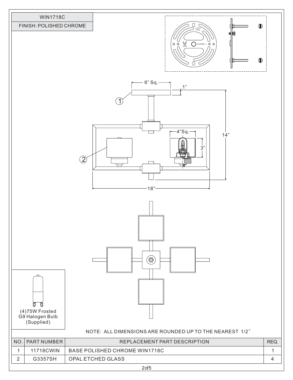 Quoizel WIN1718C Wain User Manual | Page 2 / 5