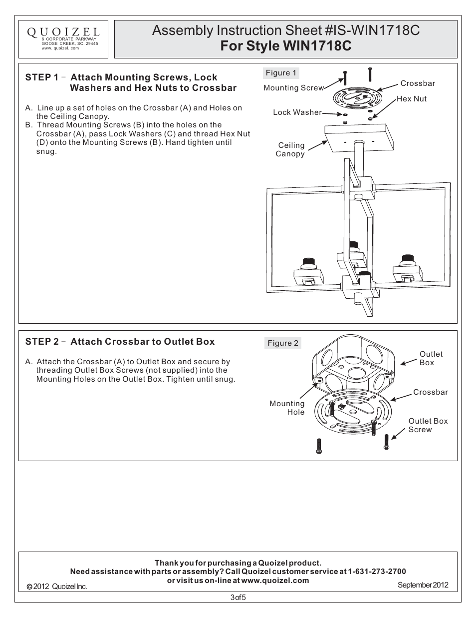 Quoizel WIN1718C Wain User Manual | Page 3 / 5