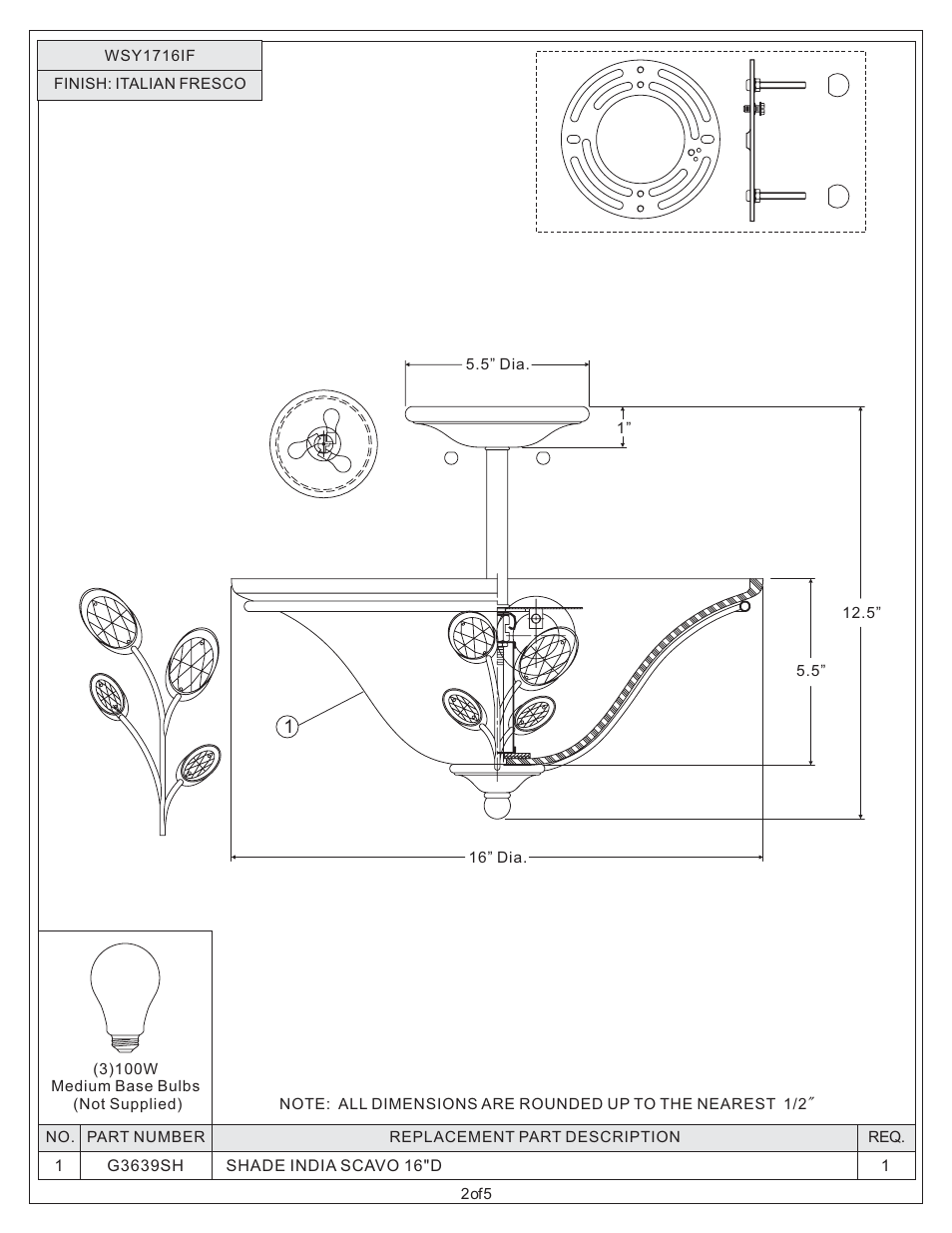 Quoizel WSY1716IF Wesley User Manual | Page 2 / 5