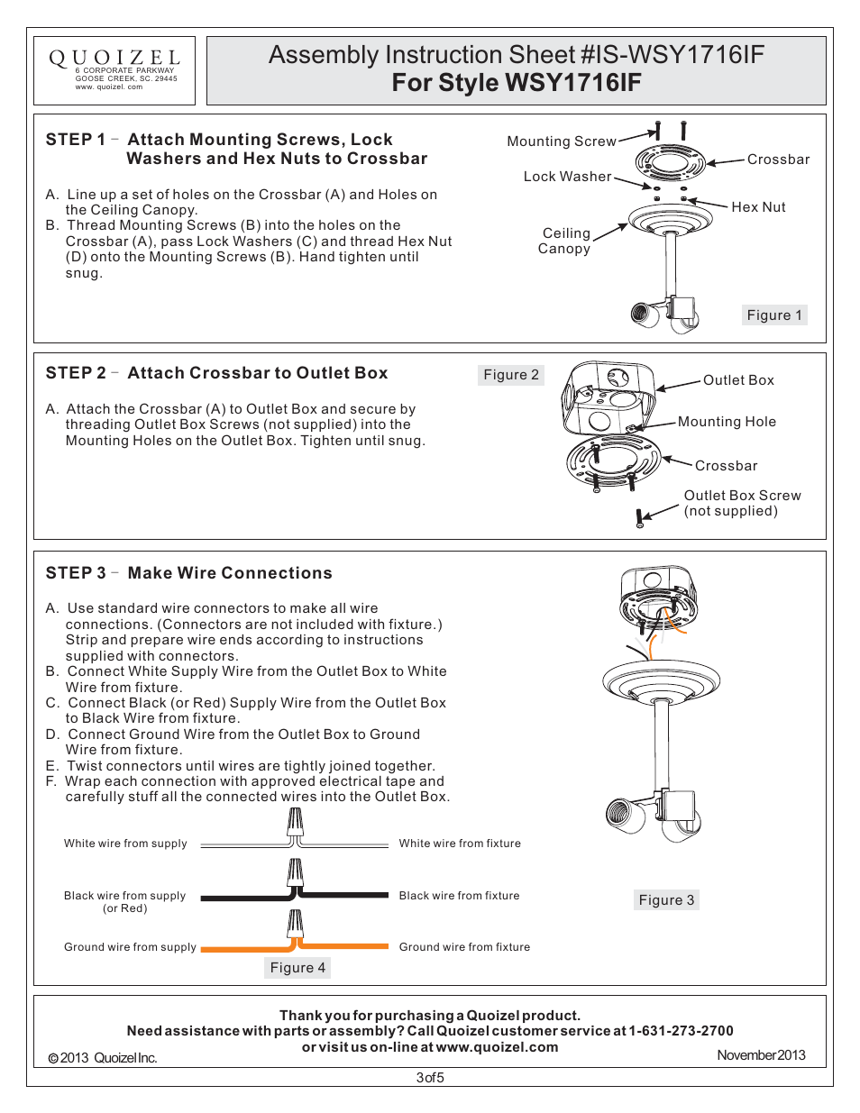 Quoizel WSY1716IF Wesley User Manual | Page 3 / 5