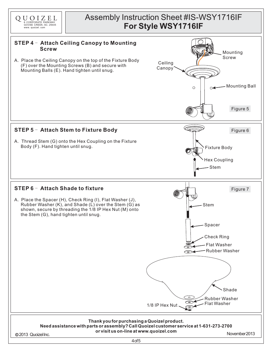 Quoizel WSY1716IF Wesley User Manual | Page 4 / 5