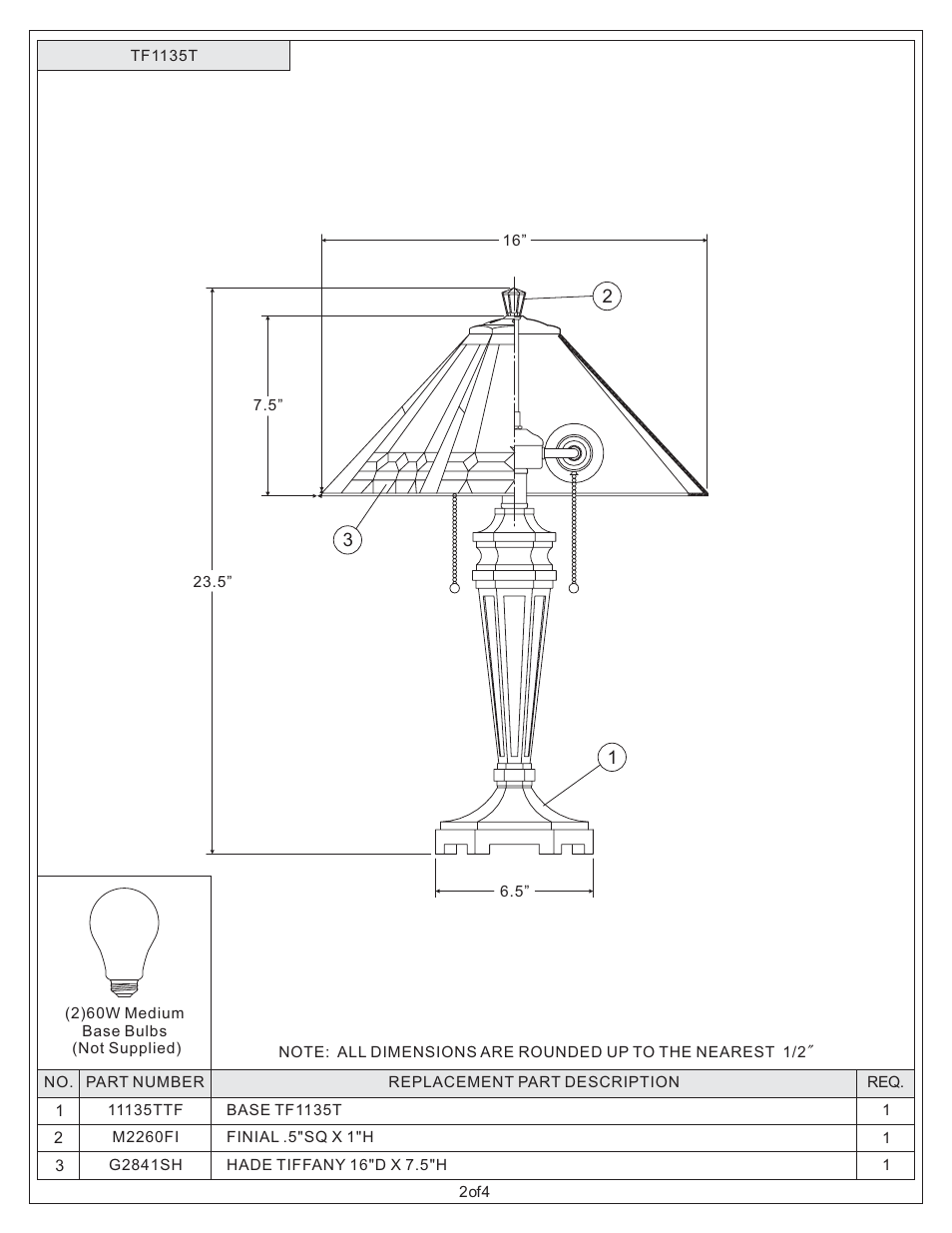 Quoizel TF1135T Arden User Manual | Page 2 / 4