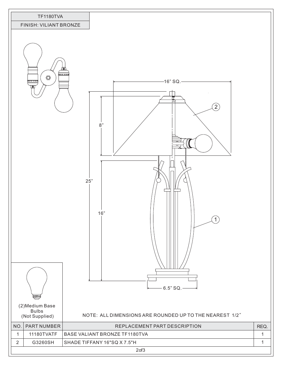 Quoizel TF1180TVA Asheville User Manual | Page 2 / 3