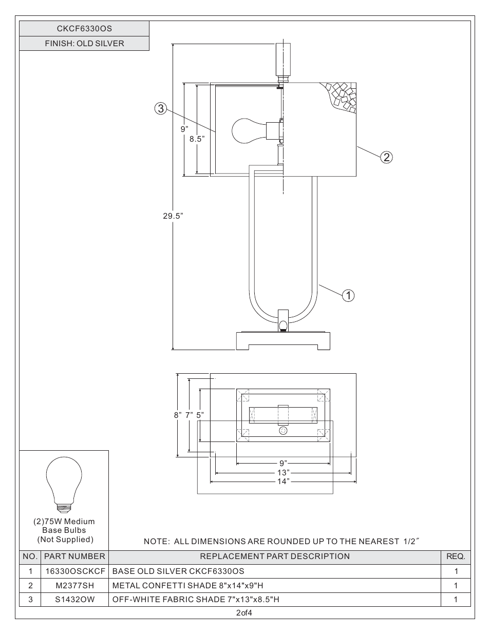 Quoizel CKCF6330OS Confetti User Manual | Page 2 / 4