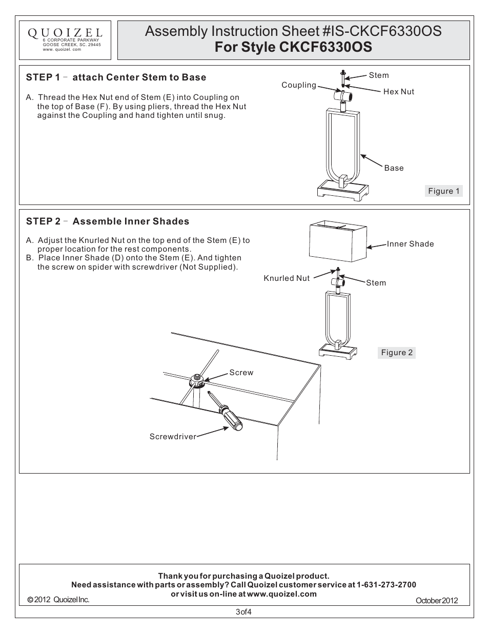 Quoizel CKCF6330OS Confetti User Manual | Page 3 / 4