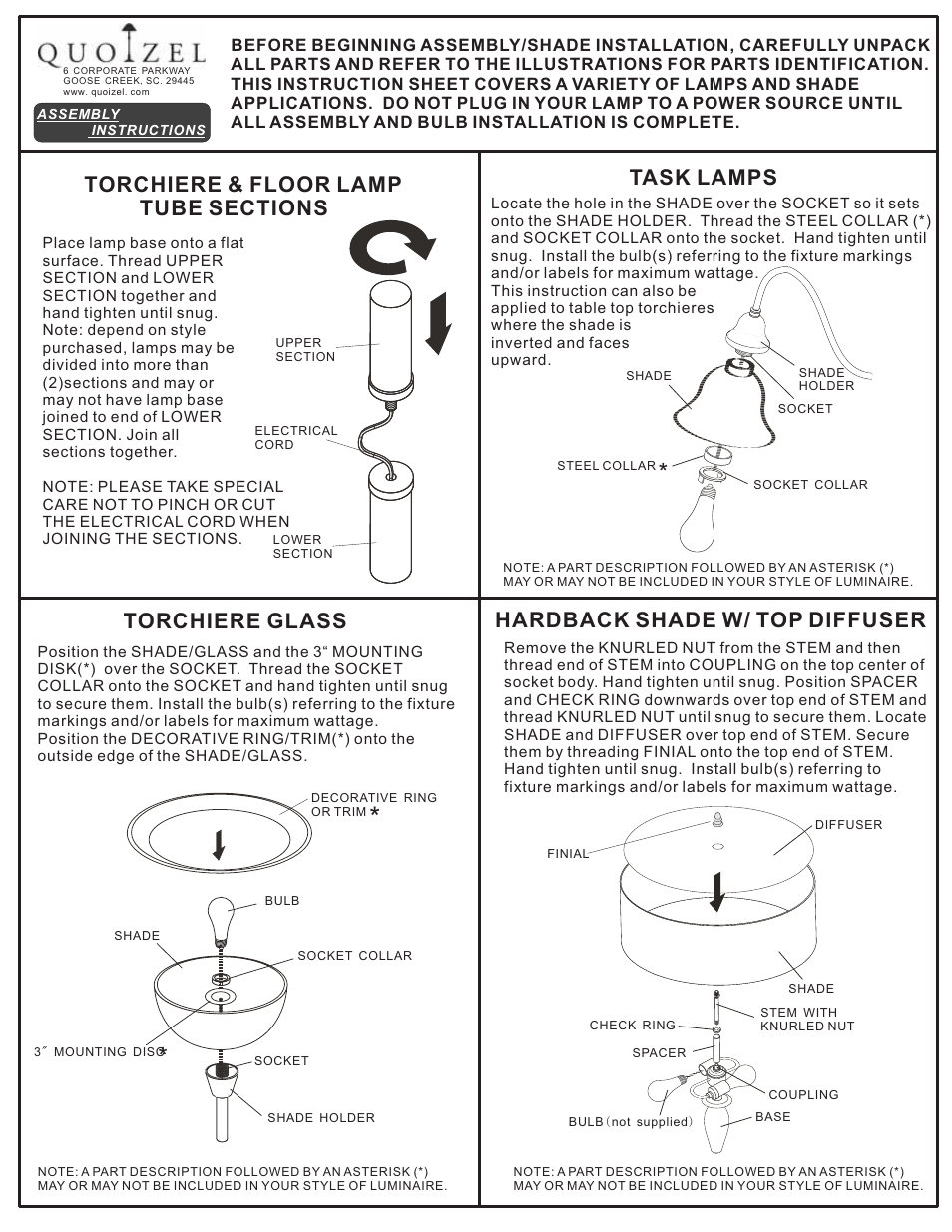 Quoizel TF9404M Tiffany User Manual | 2 pages