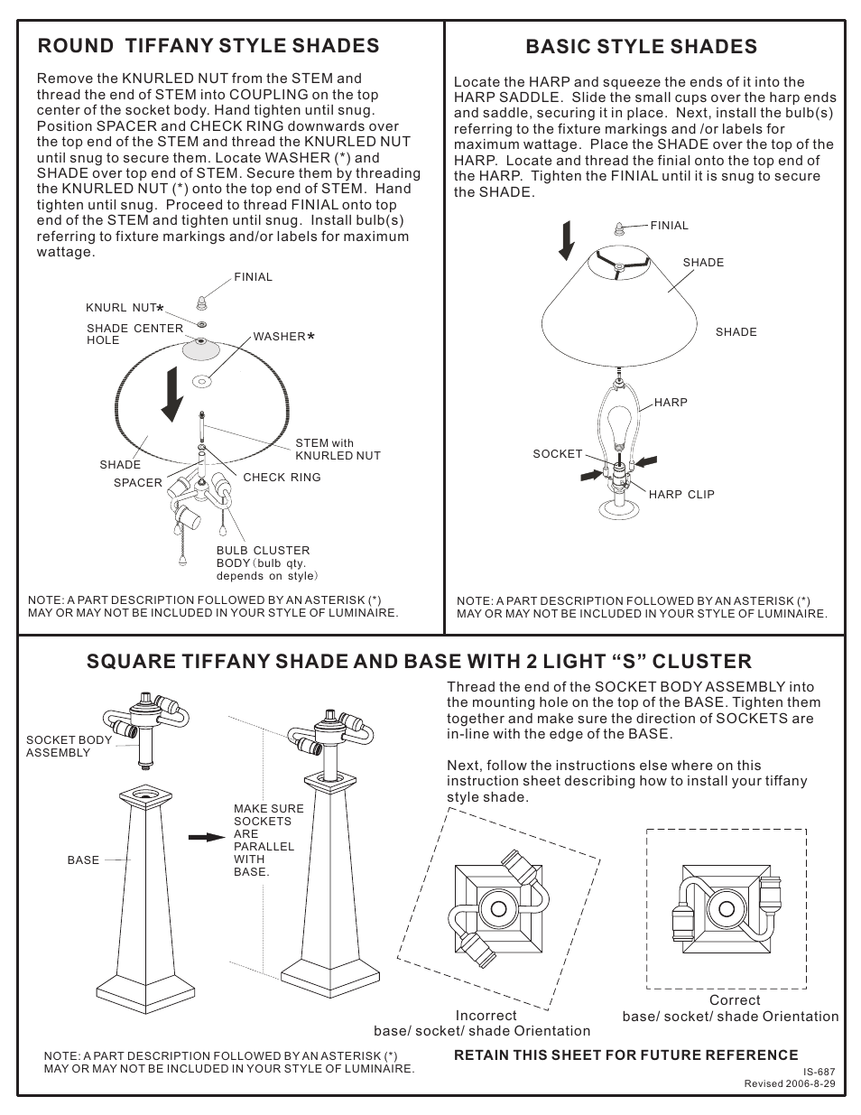 Basic style shades | Quoizel TF9404M Tiffany User Manual | Page 2 / 2