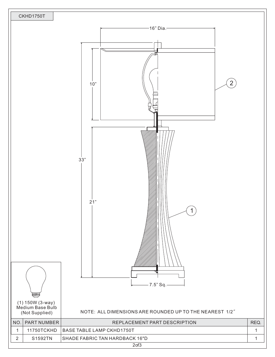 Quoizel CKHD1750T Hardin User Manual | Page 2 / 3