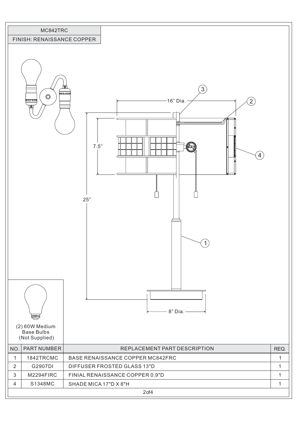 Quoizel MC842TRC Laguna User Manual | Page 2 / 4